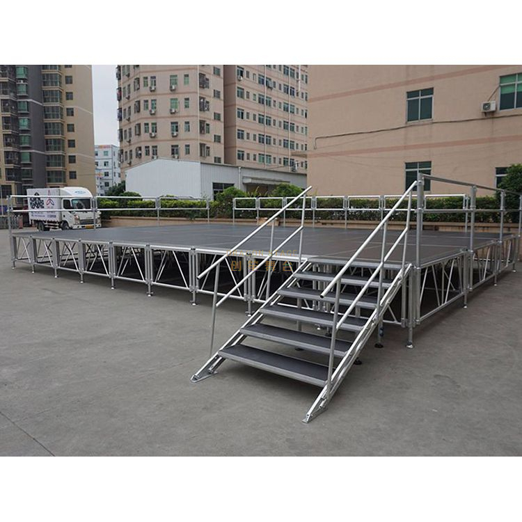 Portable Aluminum Stage Platform for Dancing 10x10m Height: 0.8-1.2m with 2 Stairs