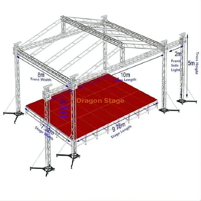 Affordable Outdoor Sound Aluminum Portable Stage Truss System for Concert Event 10x8m height 5m