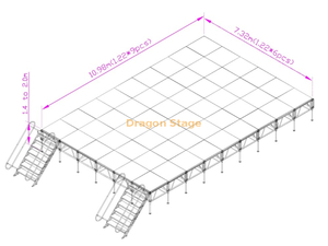 Custom Portable Adjustable Outdoor Stage Platform 10.98x7.32m Height 1.2-2m