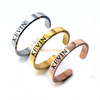 Cheap Wholesale Fashion Women Men Rose Gold Cuff Open Adjustable Custom 3d Engraved Stainless Steel Rings