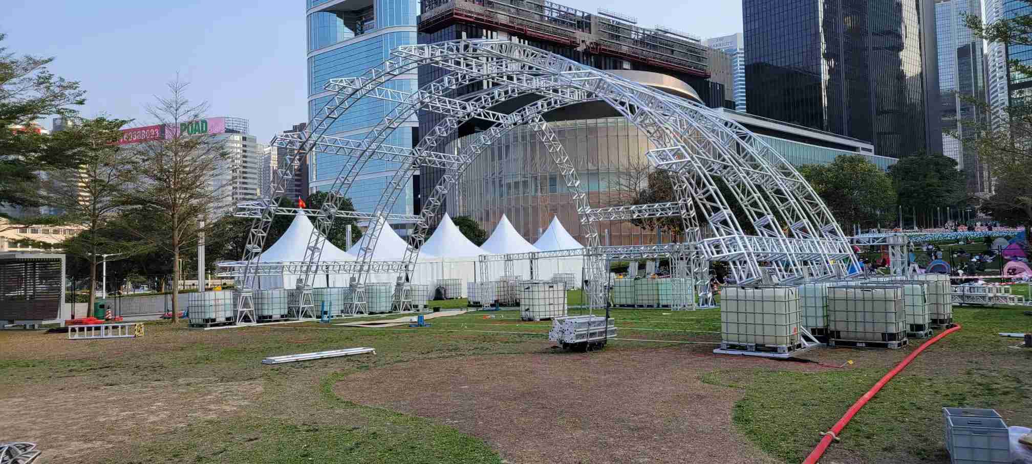 Dragonstage creative custom tunnel truss successfully built in Hongkong event 