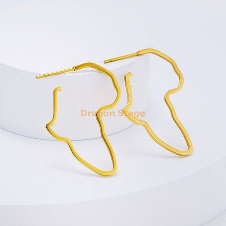 wholesale statement hoop exaggerate custom stainless steel women double congo 11cm girl african gold africa map earrings