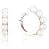 latest fashion stainless steel jewelry pearl huggie gold plated silver hoop earrings