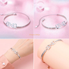 2020 new personalized engraved women jewelry custom hear infinity charm adjustable 925 sterling silver bangle bracelet blank