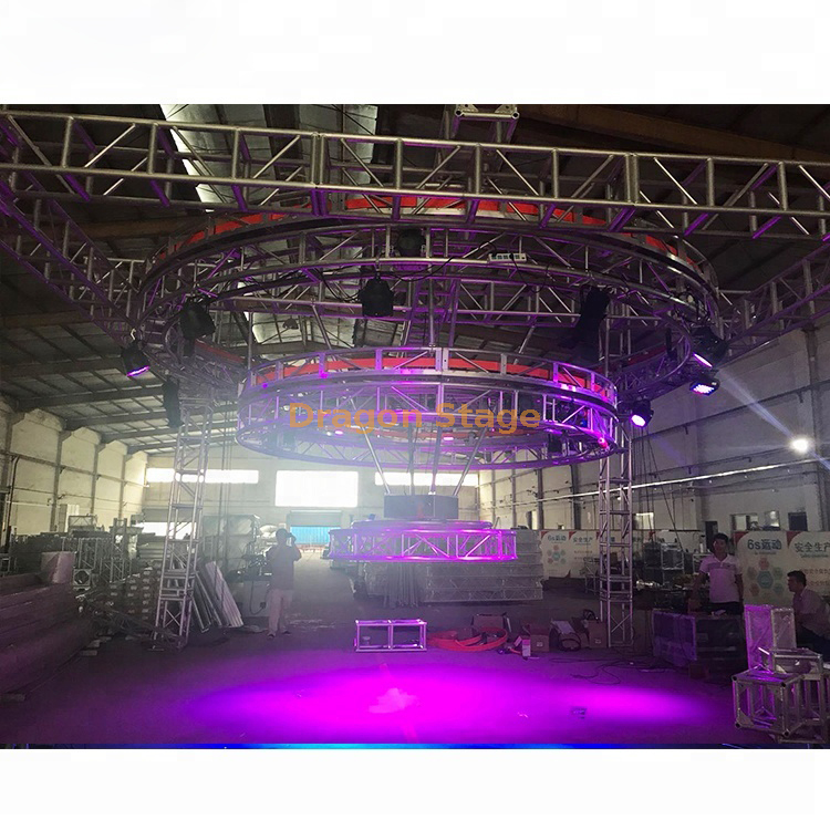 Aluminum rotating lighting circle display truss for bar DJ booth lighting show (1)