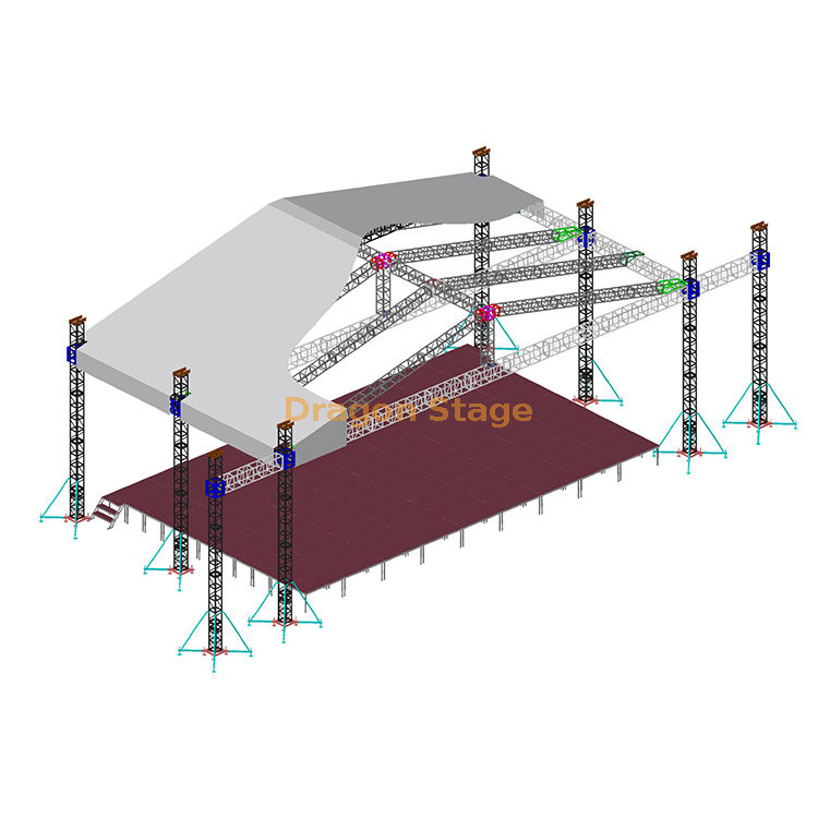  Aluminum Outdoor Concert Roof Truss with Portable Stage 24x15x12m