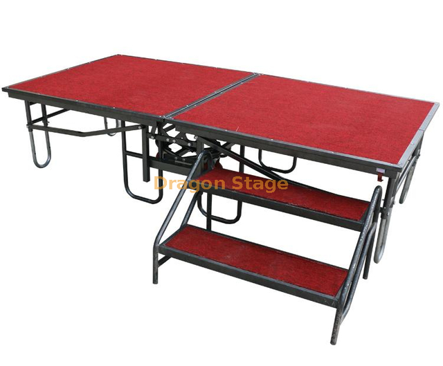 Portable adjustable steel mobile stage platform for hotel meetings, weddings, school events, and performances