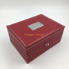 Wine Red PU Leather Watch Box Luxury Watches Packaging Gift Box Design Your Own Watch Box With Metal Plate