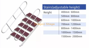 Aluminum Stage Adjustable Stairs with Handrails