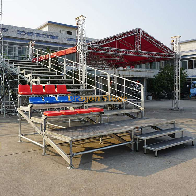 Steel Scaffold Outdoor Sports Seats Platform Electric Telescopic Wooden Bleacher Waiting Bench