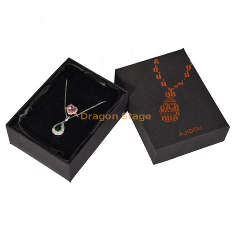 Wooden Box Factory Custom Black Necklace Ring Packaging Paper Box