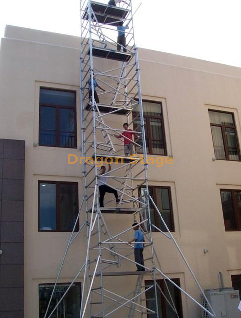 30m Aluminum Scaffolding with Hang Ladder Design