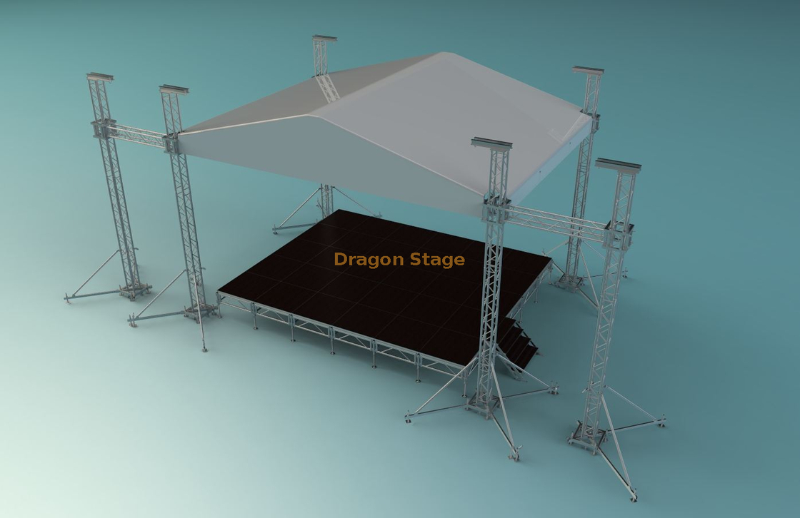  Aluminum Portable Mobile Event Saddle Roof Lighting Truss Stage for Stage Equipment Platform 12x12x10m