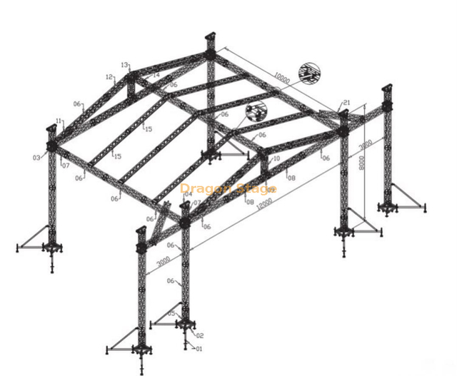 Aluminum Portable Concert Used Stage Truss 12x10x8m