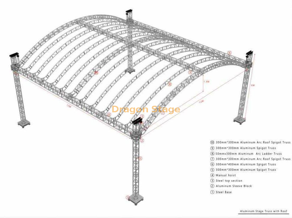 Aluminum Music Audio Roof Circular Lighting Truss 12x12x6m