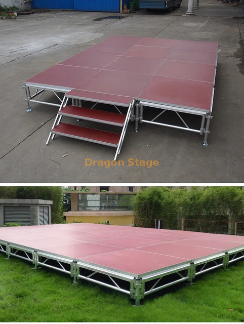 Quickly Assemble Portable Aluminum Stage for Event Use 20x16ft Height 0.8-1.2m with 1 Stair