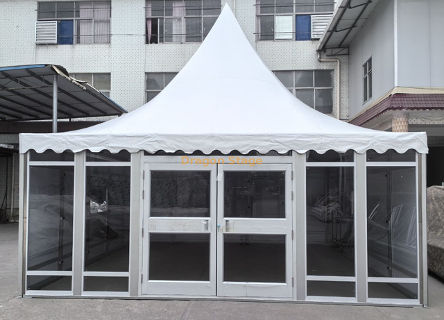 6x6m Custom Marquee Tent with ABS Wall 1 Side Glass Wall Double Wing Glass Door