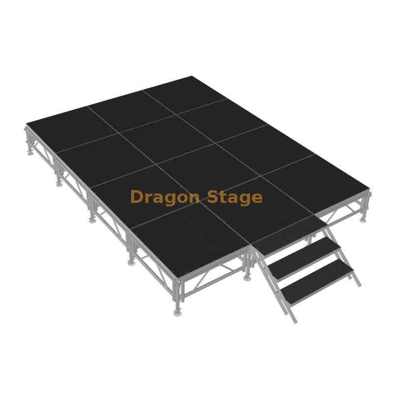 4x4ft Stage Deck Aluminum Outdoor Stage Podium with 2 Stairs 4.88x3.66m