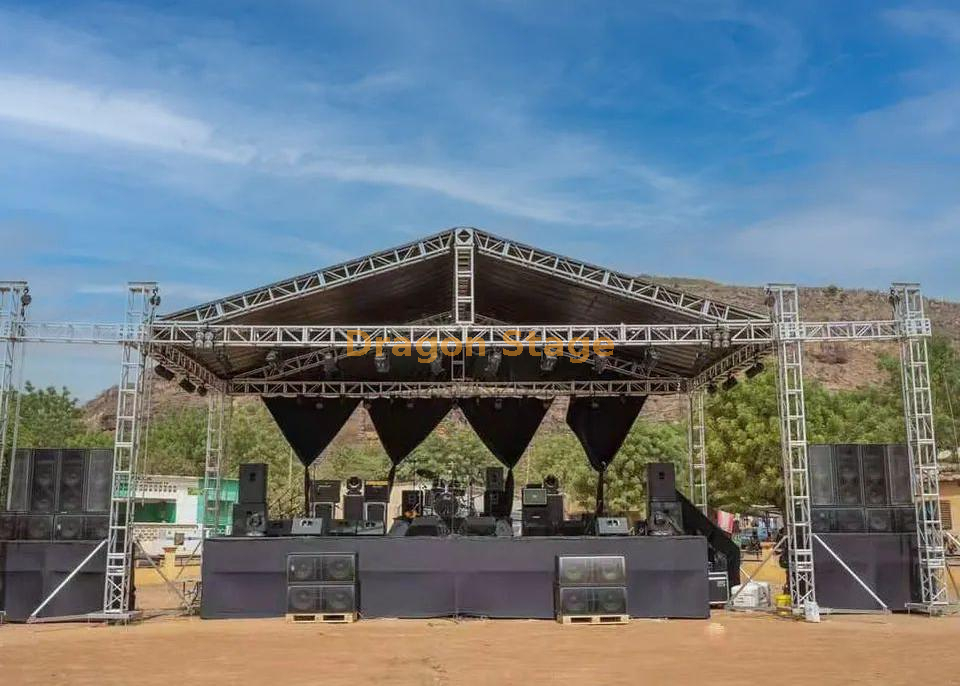 Custom Outdoor Concert Stage Truss Structure with Line Array Wings Tower 20x15x10m