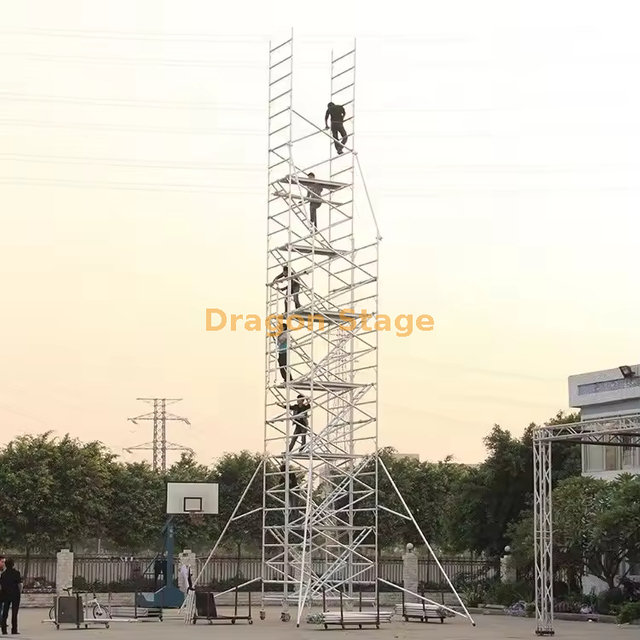 20m Mobile Double Width Scaffolding with Walking Stairs