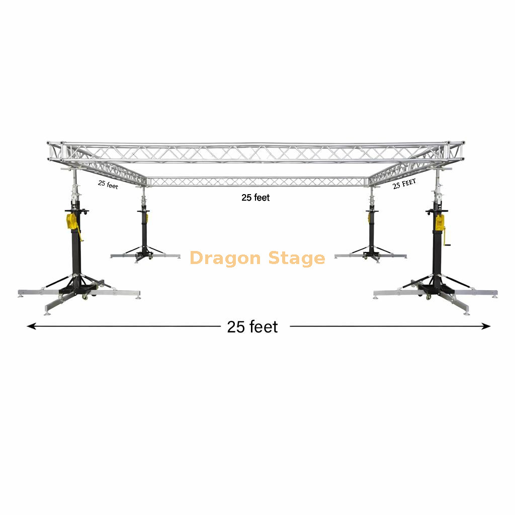 25ft Professional Aluminum Truss System with Heavy Duty Crank Up Stands