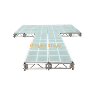 7.32x8.54m Modular T-Shape Glass Fashion Runway with Adjustable Aluminum Stage Frame