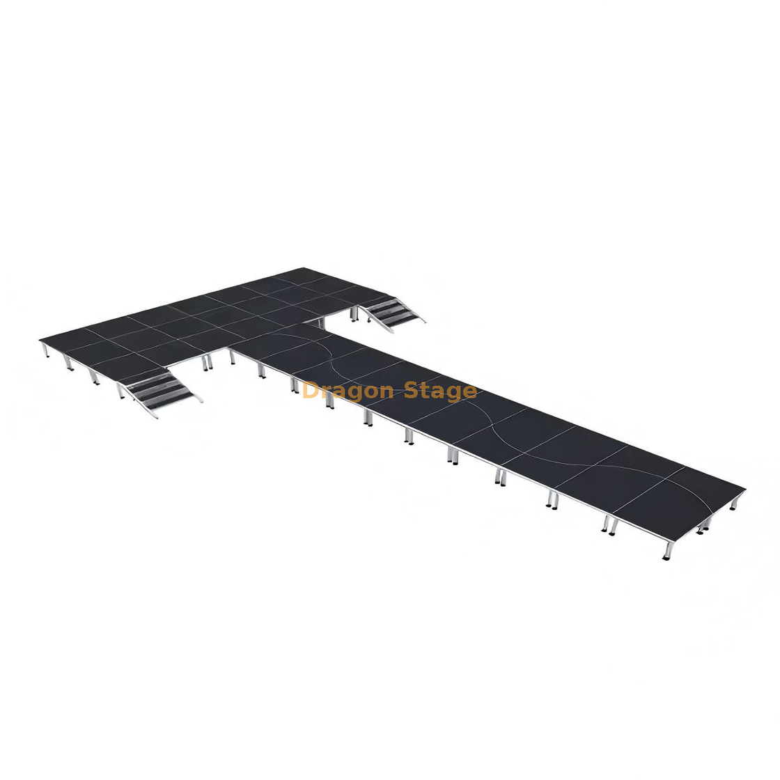 15.8x8.54m Professional T-Shape Aluminum Stage | 0.6m–1m Adjustable Height Extra-Long Fashion Catwalk