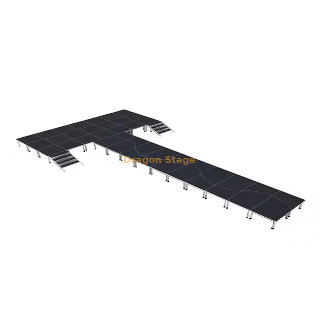 15.8x8.54m Professional T-Shape Aluminum Stage | 0.6m–1m Adjustable Height Extra-Long Fashion Catwalk