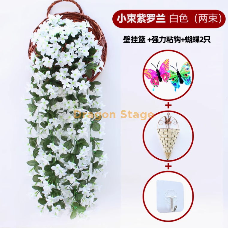 米白色 2小紫罗兰送篮钩