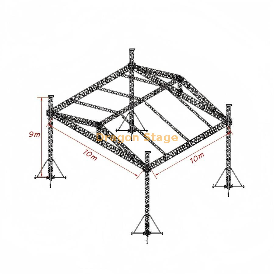Popular Concert Lighting Aluminum Truss Roof System 10x10x9m
