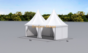 3×6m Aluminum Pagoda Tent | Modular Event Tent with PVC Roof (2 × 3×3m Combined)