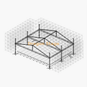 36m Ringlock Truss Wall with 21x20m Aluminum Roofing Stage, 2 Front LED Wings and 2 Aluminum Stairs