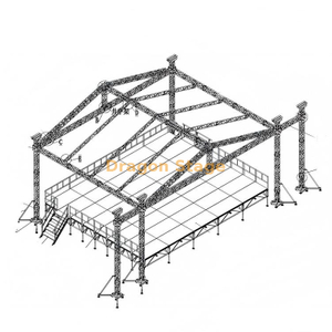 400mm Bolt Truss Arched Roof Truss for Concert Stage Triangle Roof Outdoor Truss System 10x8x8m with 2 Wings-4m