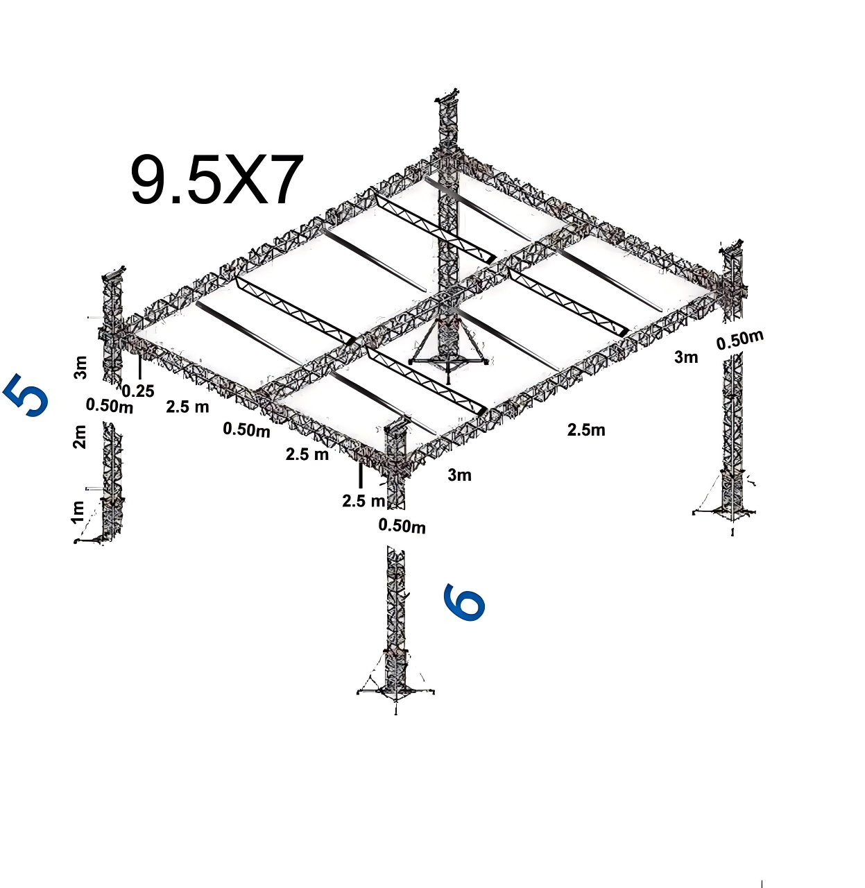 Easy Quick Flat Roof Truss 9.5x7m