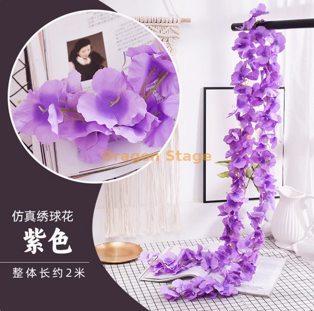 Simulated Wisteria Flower Ceiling, Fake Wisteria Strip, Indoor Wedding Decoration, Plastic Flower String, Emperor An Wisteria Flower [Ultra dense] Purple (6 pieces)