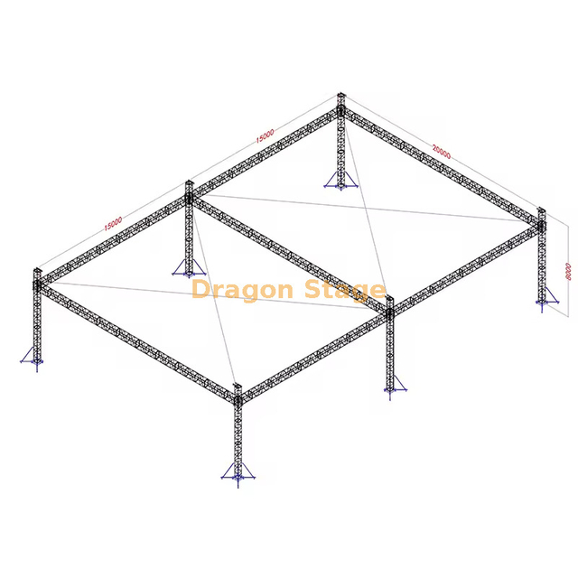 20x30x8m Heavy-Duty Aluminum Ground Support Event Truss System (8m Height) - Double Grid Configuration