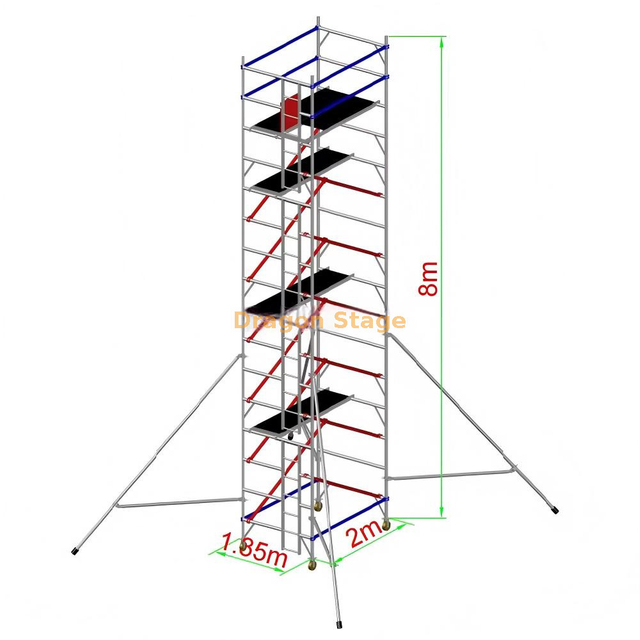 1.35x2x8.5m Aluminum Scaffolding Tower Double Row