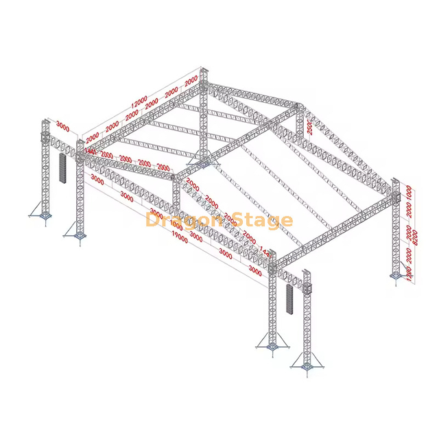 19x12x8m Heavy-Duty Aluminum Arc Roof Stage Truss System (8m Height) with 3m Speaker Wings