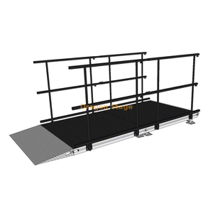 3.0x1.22m Compact Aluminum Stage Transition Ramp with Dual Guardrails for Events