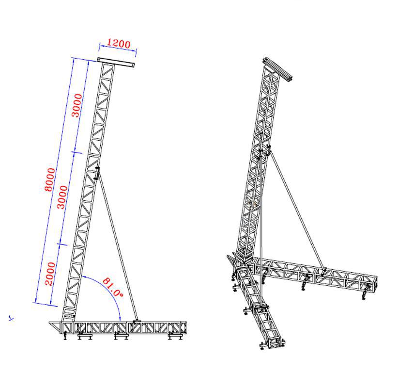 Aluminum Line Array Speaker Truss System 8m