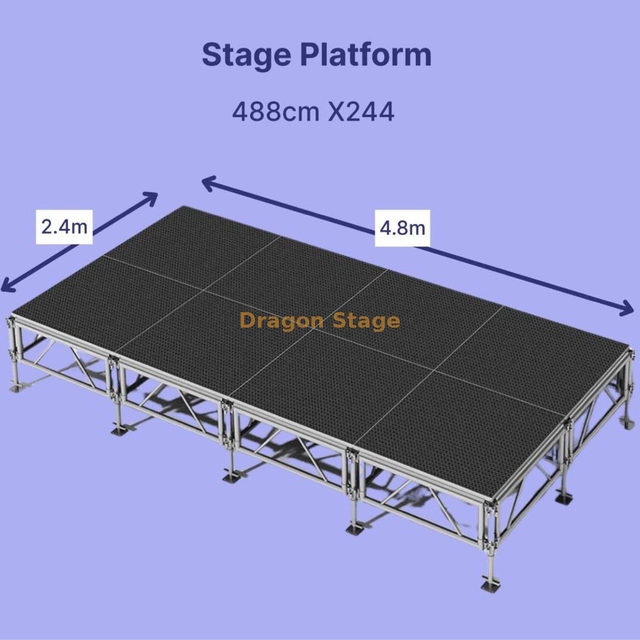 Silver Aluminum Alloy Concert Stage 8'x16' （4.88x2.44m）