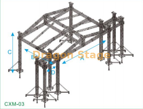 20x12x8 Large Concert Stage Truss with PA Truss Tower 2m