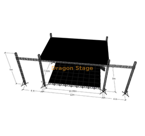 Professional Aluminum Outdoor Concert Stage Truss System 12x8x6m with Dual LED Wings 4m
