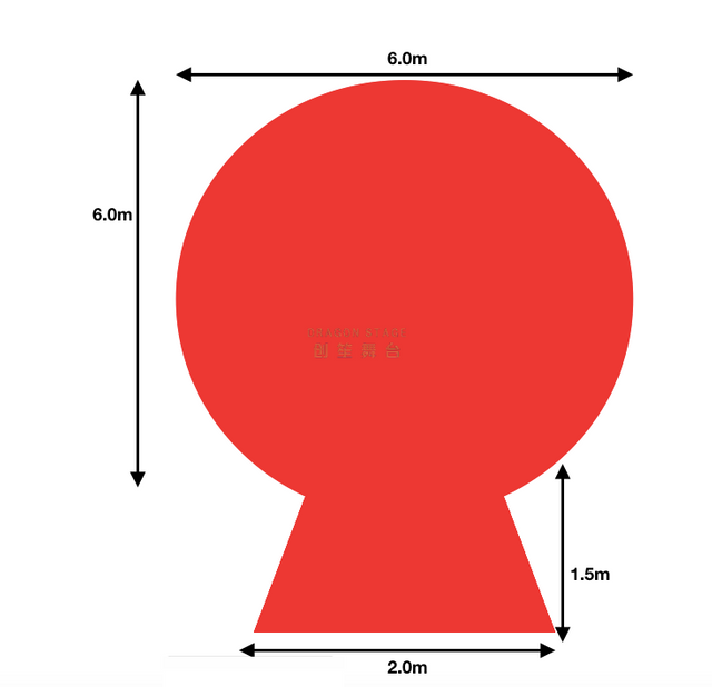 Custom Key Hole Shape Red Modular Stage 6m Diameter 