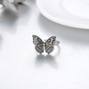 Statement Women Rings Jewelry 925 Sterling Silver Black Big Fashion Butterfly Rings