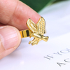 wholesale crystal leaf finger ring jewelry stainless steel custom ankh 18k gold plated rings