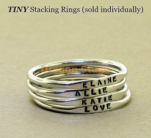 Fashion Tiny Stacking Dainty Stainless Steel Custom Word Personalized Delicate Name Ring