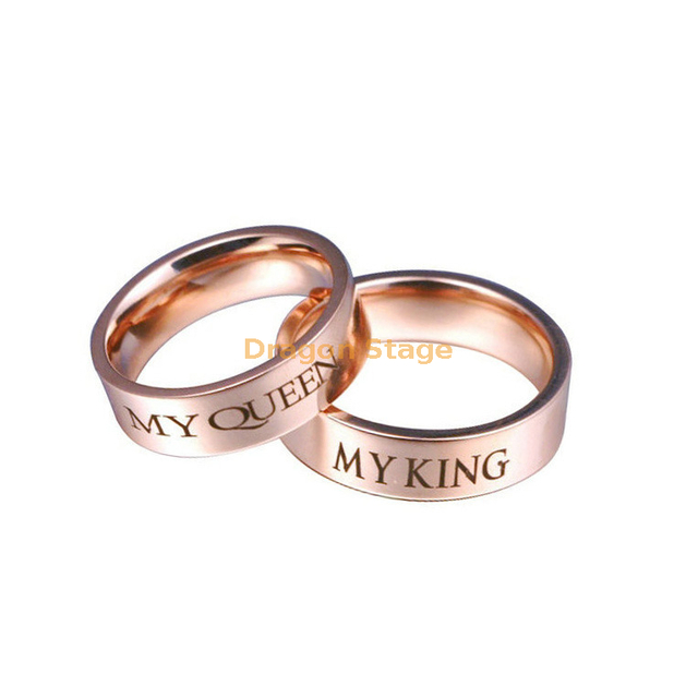 Simple Engagement Stainless Steel Rose Gold Design Couple Ring