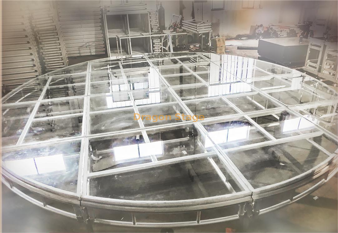 Aluminum Portable Acrylic Glass Round Wedding Stages for Events Diameter 4m