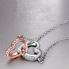 women gift jewelry crystal custom rose gold plated double rhinestone heart pendent necklace
